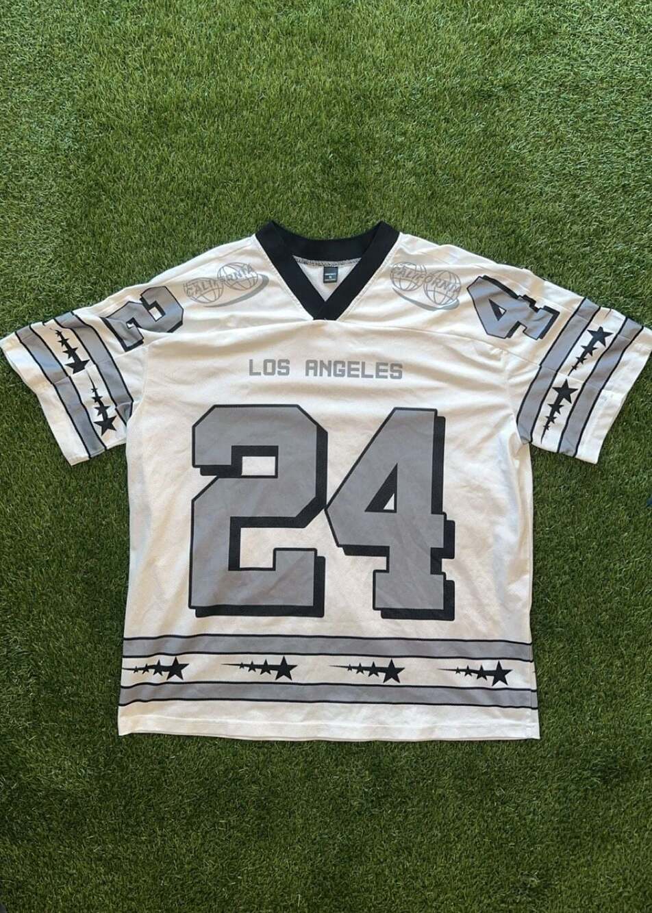 Manfinity Streetrush Men's V-Neck Football Style Jersey with Number 24 and Los A